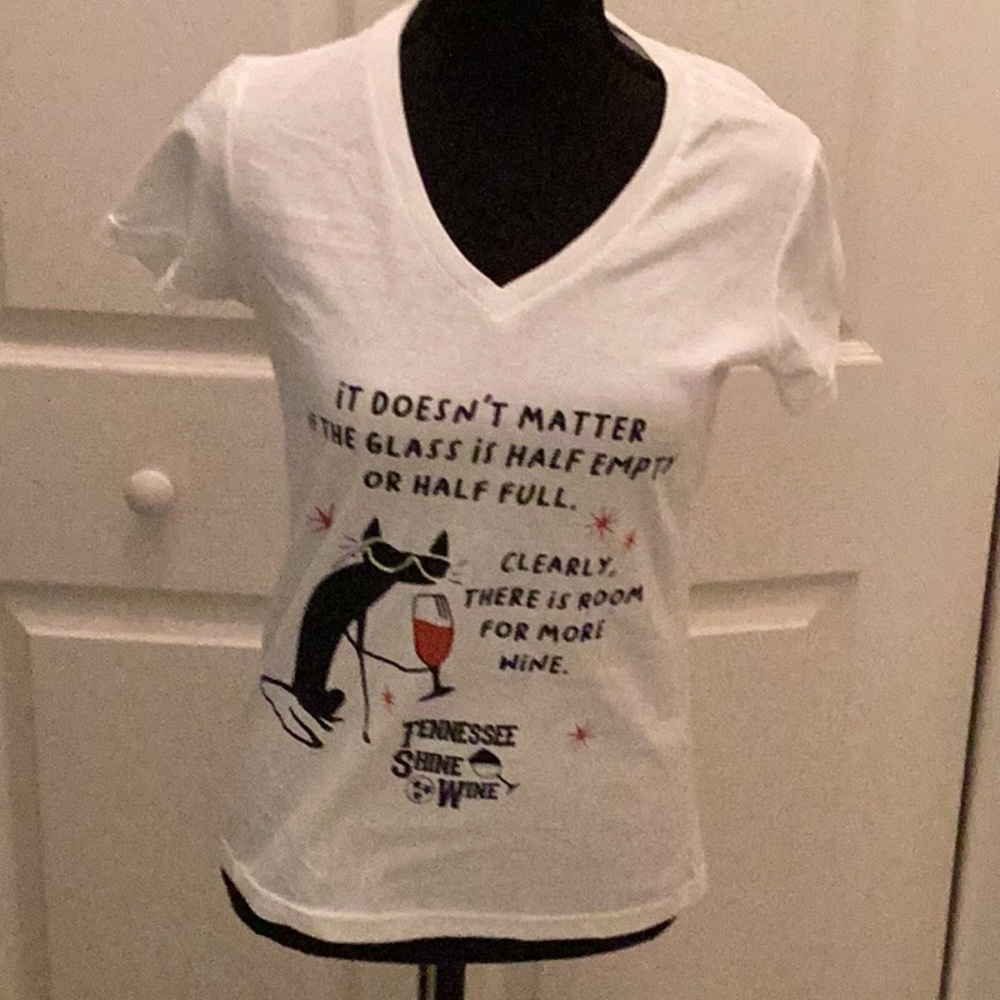 🍷 NWOT Awesome Size Small V- Neck Tee Shirt 
Brand New Sorry No Tags Fun to Wear